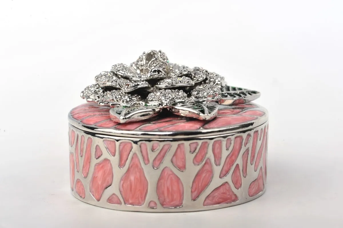 Pink Jewelry Box with Silver Flower