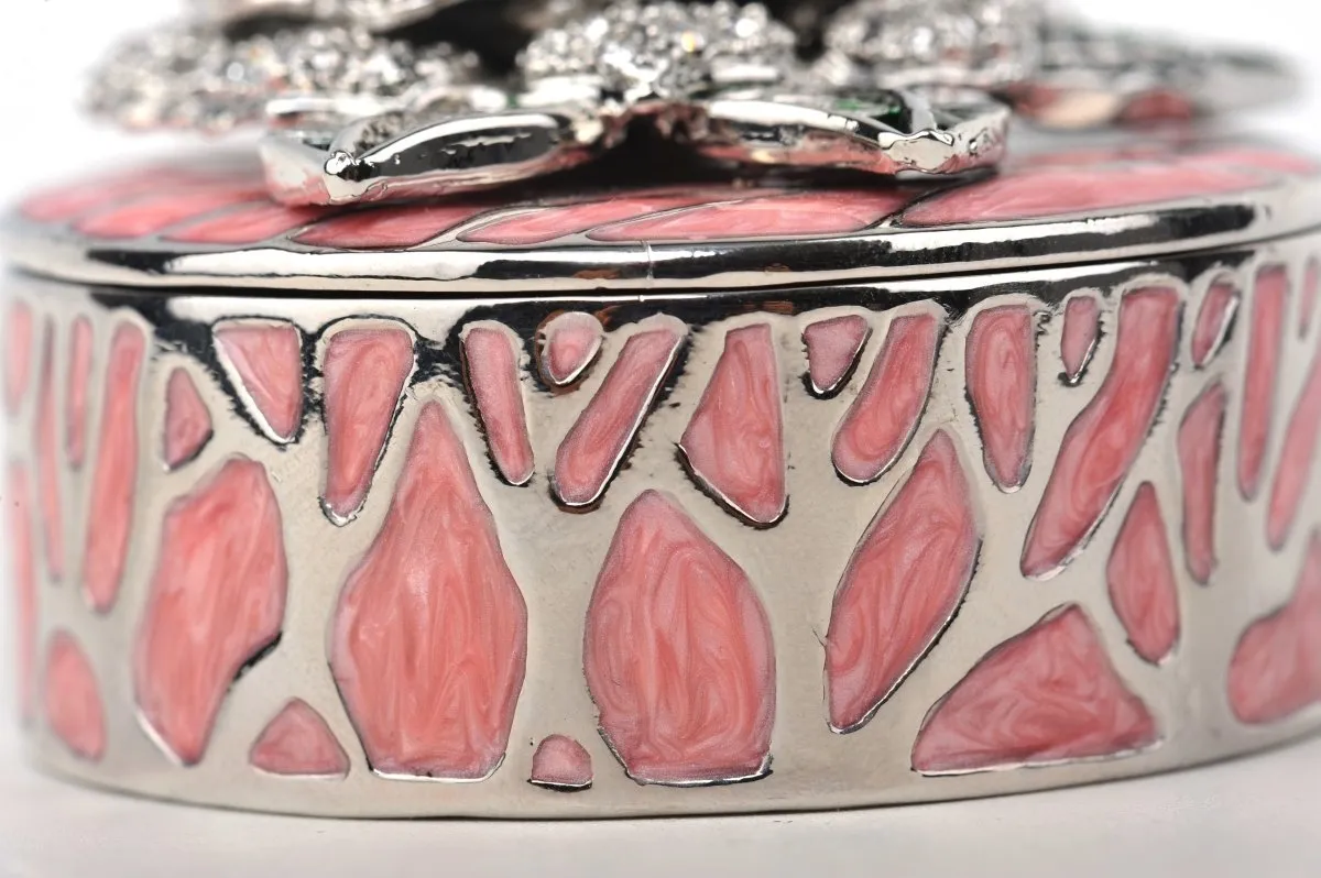 Pink Jewelry Box with Silver Flower