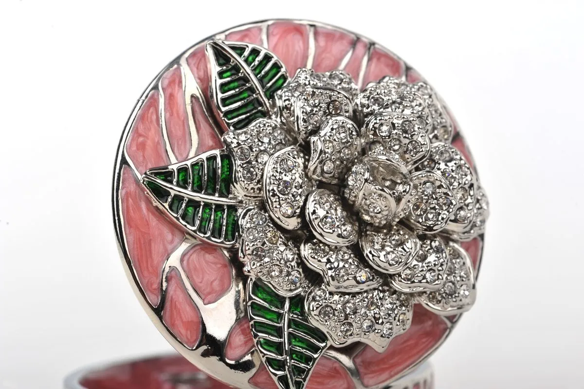 Pink Jewelry Box with Silver Flower