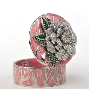 Pink Jewelry Box with Silver Flower