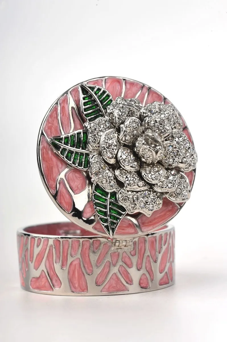 Pink Jewelry Box with Silver Flower