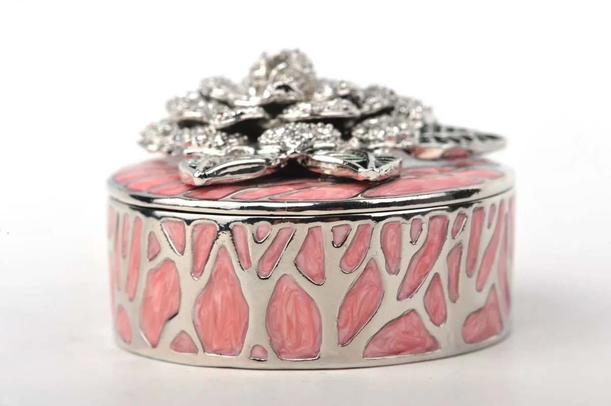 Pink Jewelry Box with Silver Flower