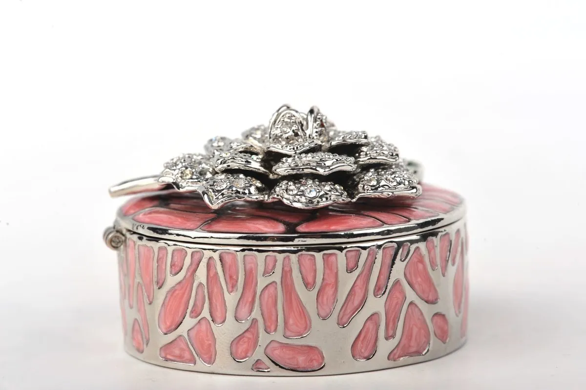 Pink Jewelry Box with Silver Flower