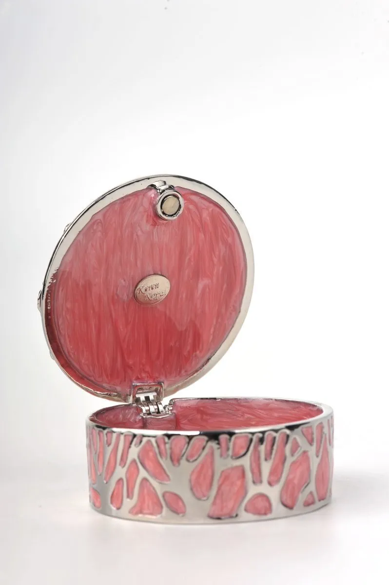 Pink Jewelry Box with Silver Flower