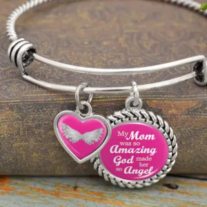Pink My Mom Was So Amazing, God Made Her An Angel Charm Bracelet