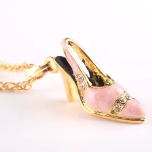 Pink Shoe Pendant Necklace