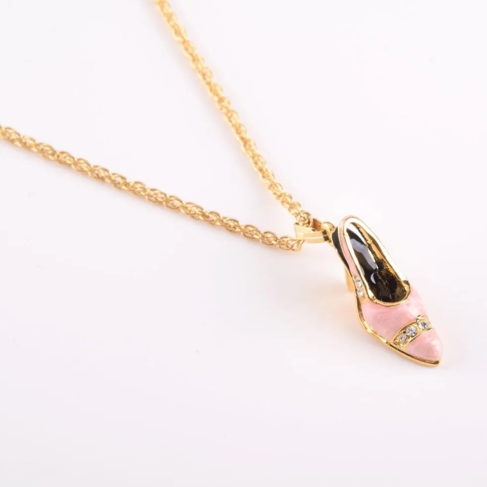 Pink Shoe Pendant Necklace