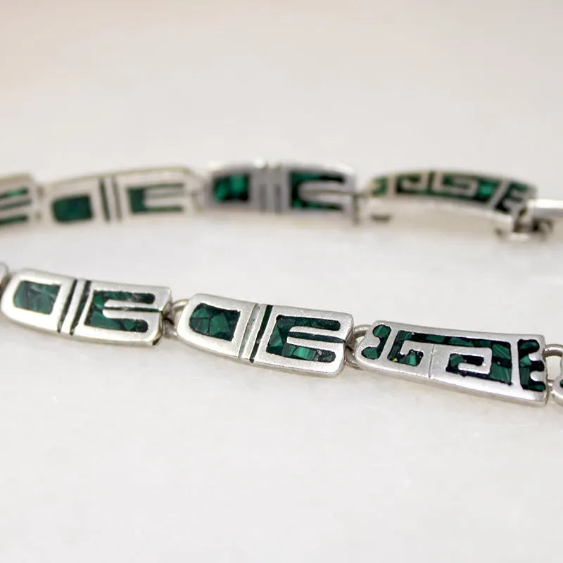 Pre-Columbian Motif Choker in Sterling & Malachite