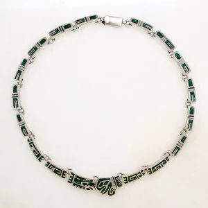 Pre-Columbian Motif Choker in Sterling & Malachite