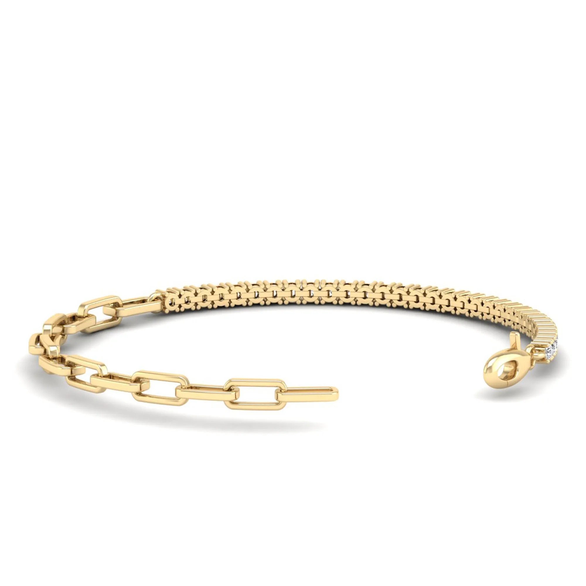 Prong Set Half Tennis Paperclip Diamond Bracelet