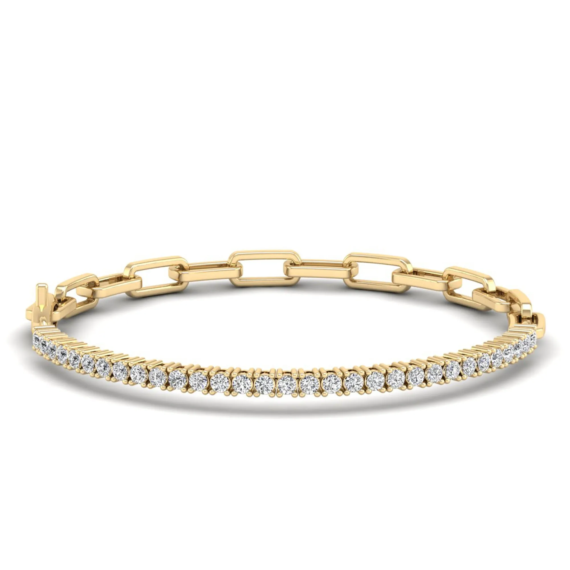 Prong Set Half Tennis Paperclip Diamond Bracelet