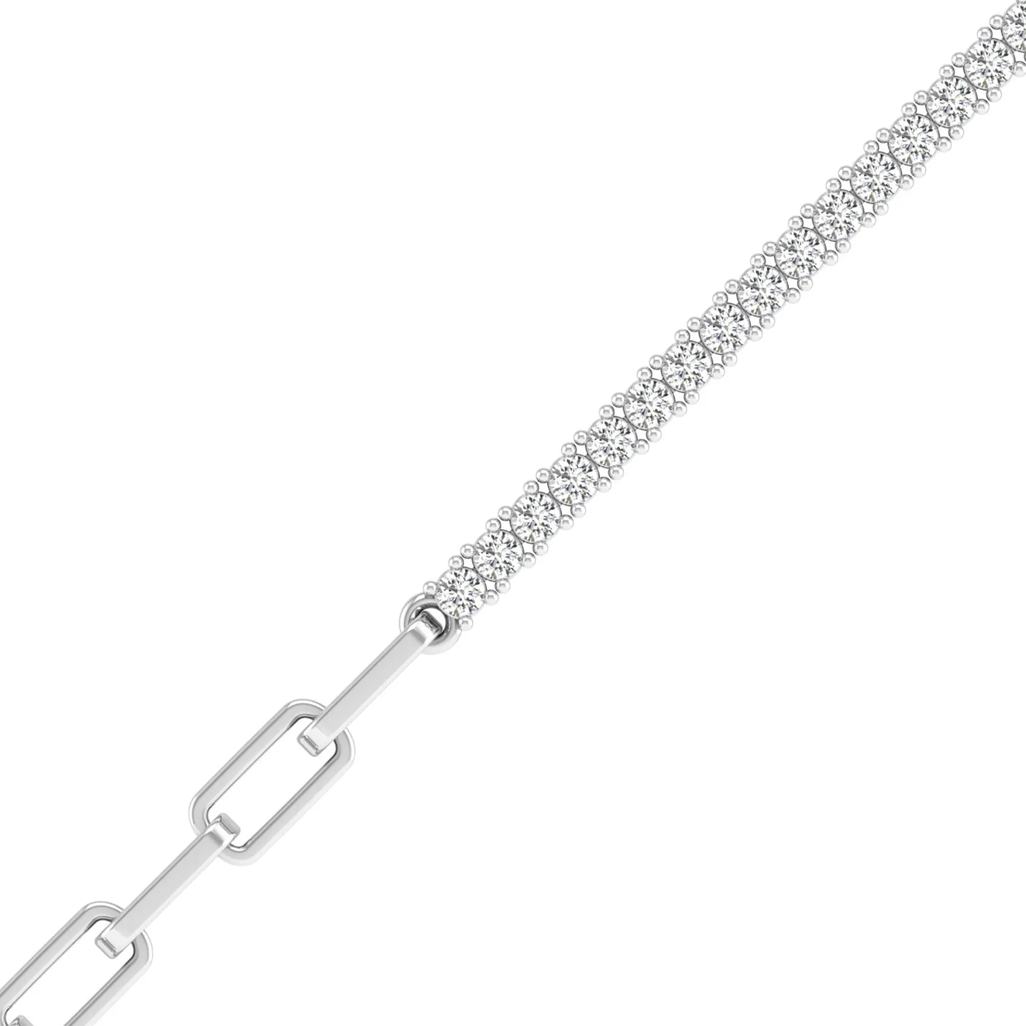 Prong Set Half Tennis Paperclip Diamond Bracelet