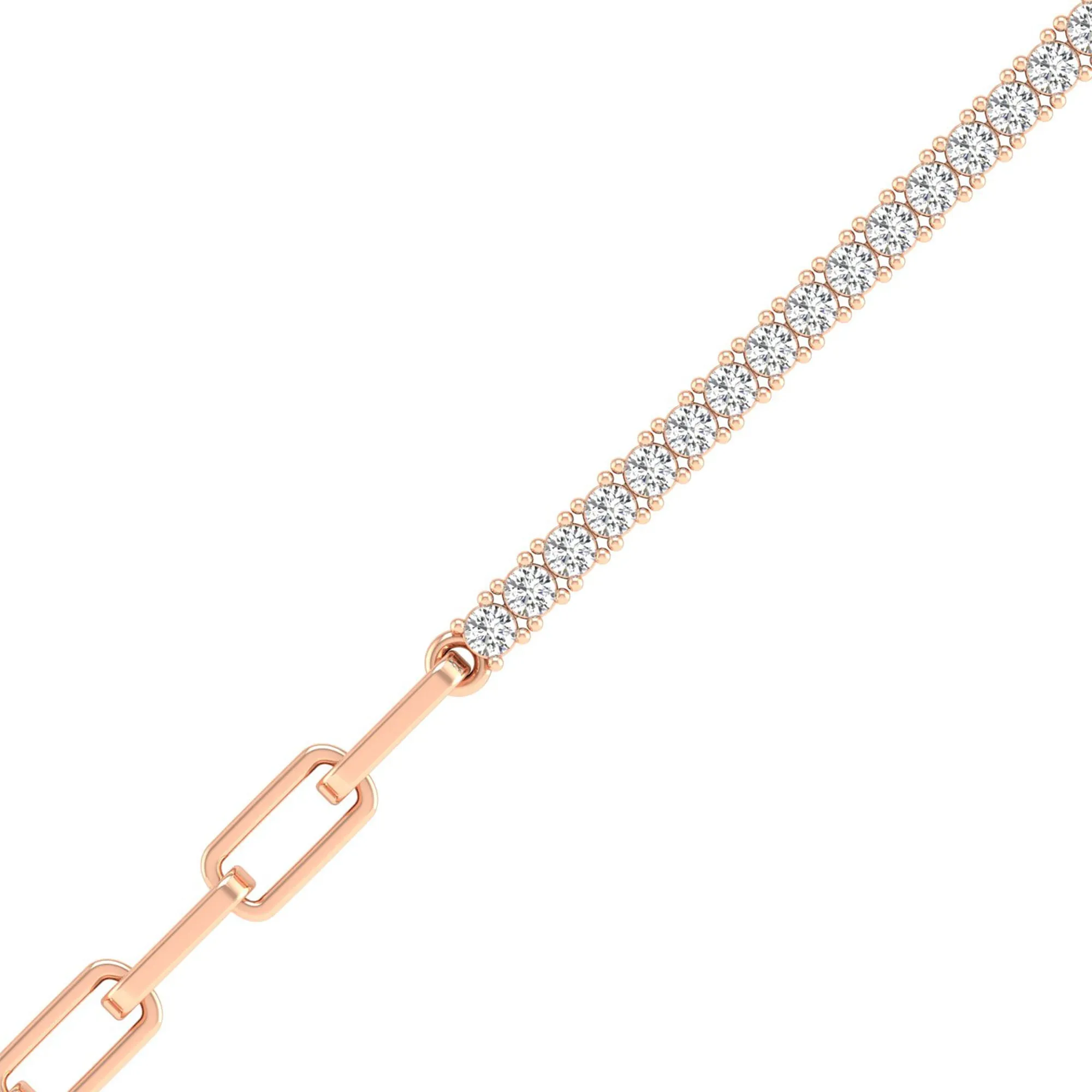 Prong Set Half Tennis Paperclip Diamond Bracelet