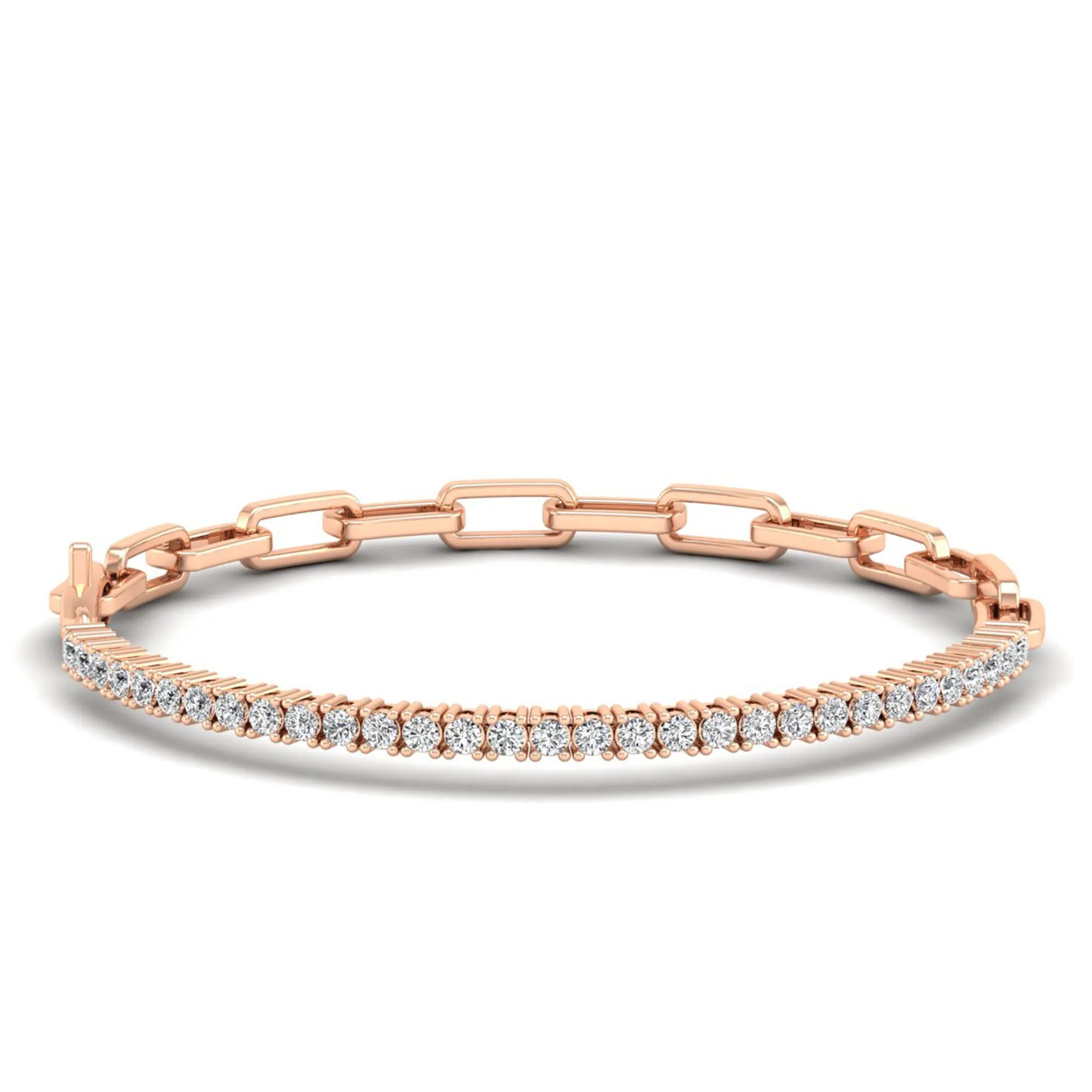 Prong Set Half Tennis Paperclip Diamond Bracelet