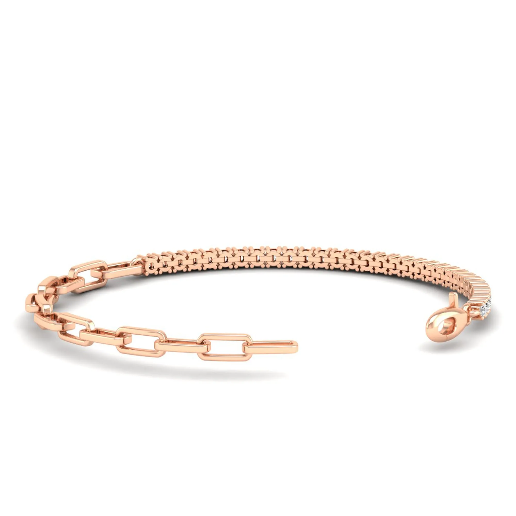 Prong Set Half Tennis Paperclip Diamond Bracelet