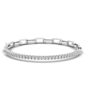 Prong Set Half Tennis Paperclip Diamond Bracelet
