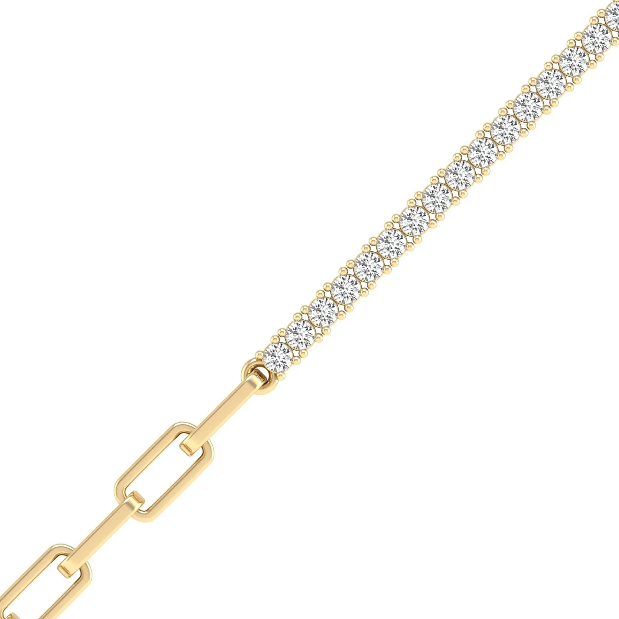 Prong Set Half Tennis Paperclip Diamond Bracelet