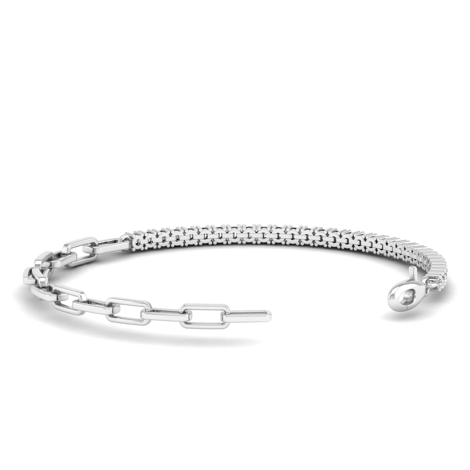 Prong Set Half Tennis Paperclip Diamond Bracelet