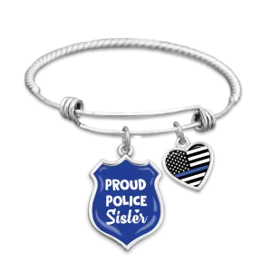 Proud Police Sister Charm Bracelet