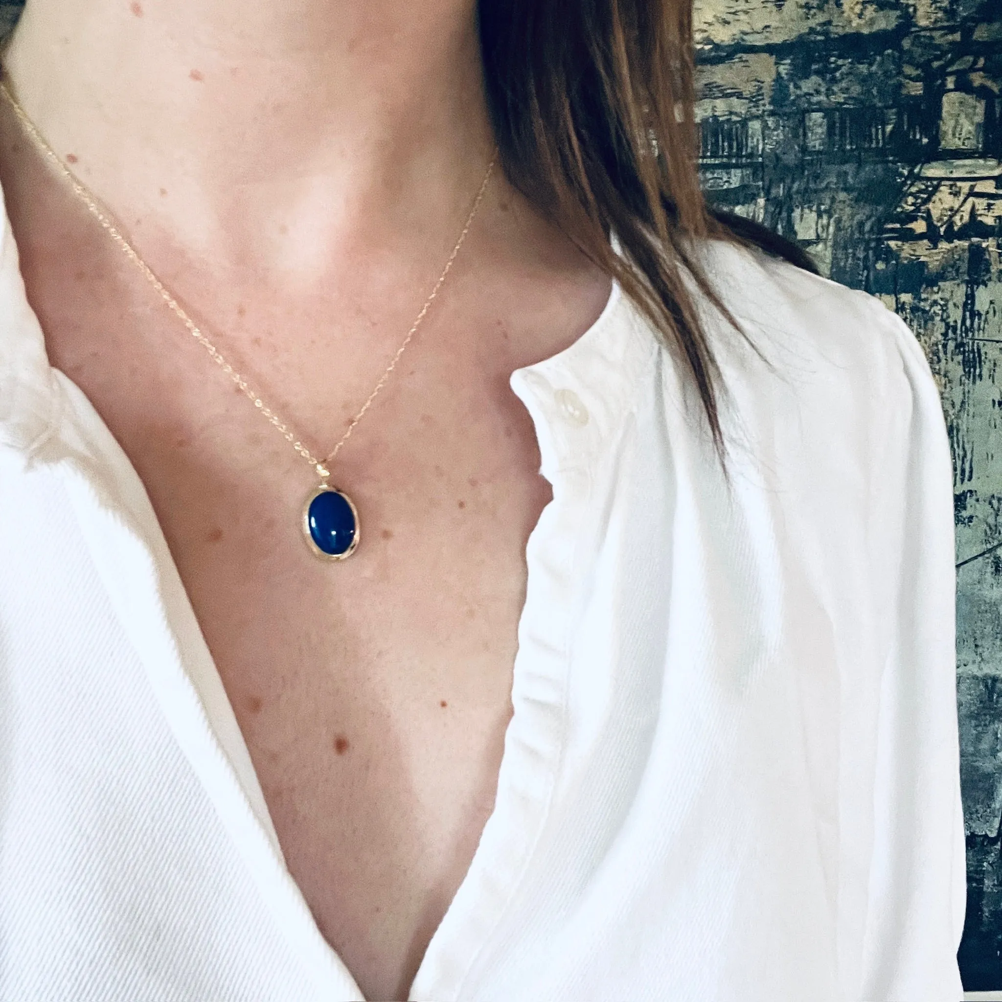 Purest Blue Lapis Lazuli in 14k Gold Pendant