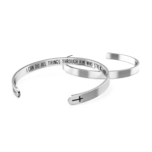 "I Can Do All Things Through Him Who Strengthens Me" Cross Bracelet – Religious Bracelet – Philippians 4:13 — Catholic or Christian Women & Girls