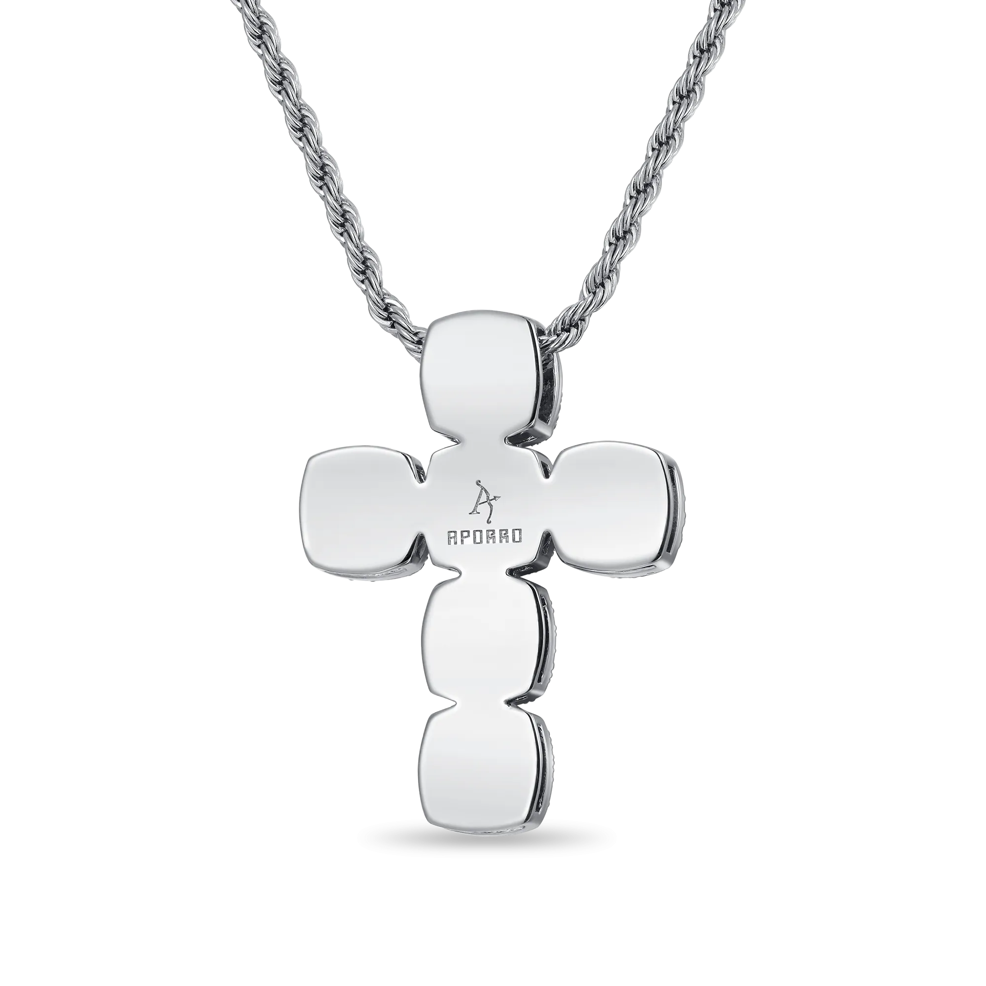 Radiant Cut Clustered Cross Pendant - Aquamarine