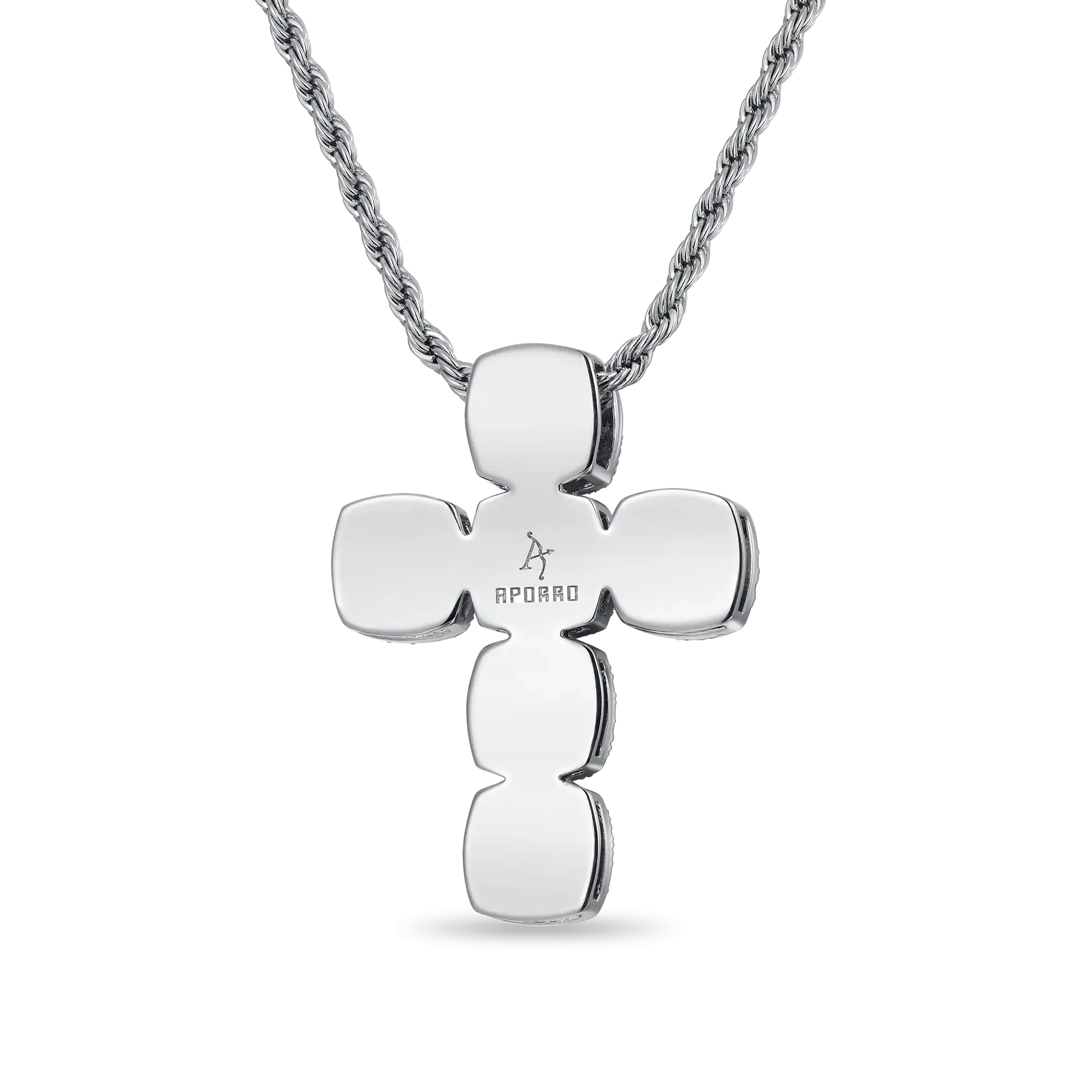 Radiant Cut Clustered Cross Pendant - Aquamarine