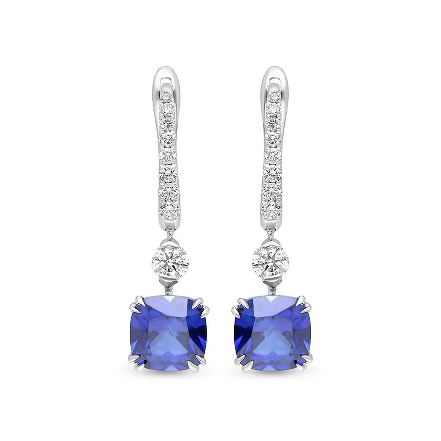 Radiant Cut Sapphire Drop Earrings - 2 Carat