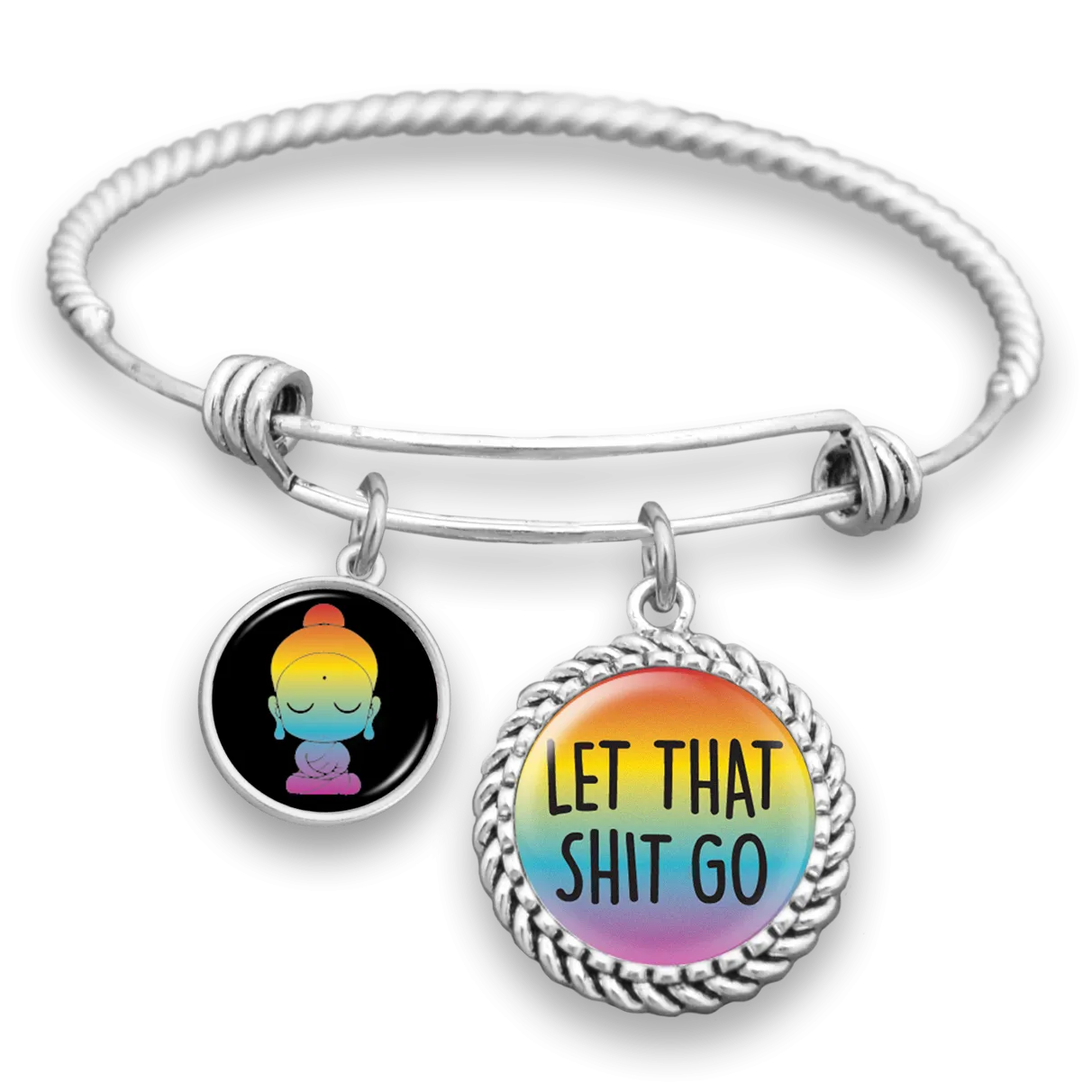 Rainbow Let That Shit Go Charm Bracelet