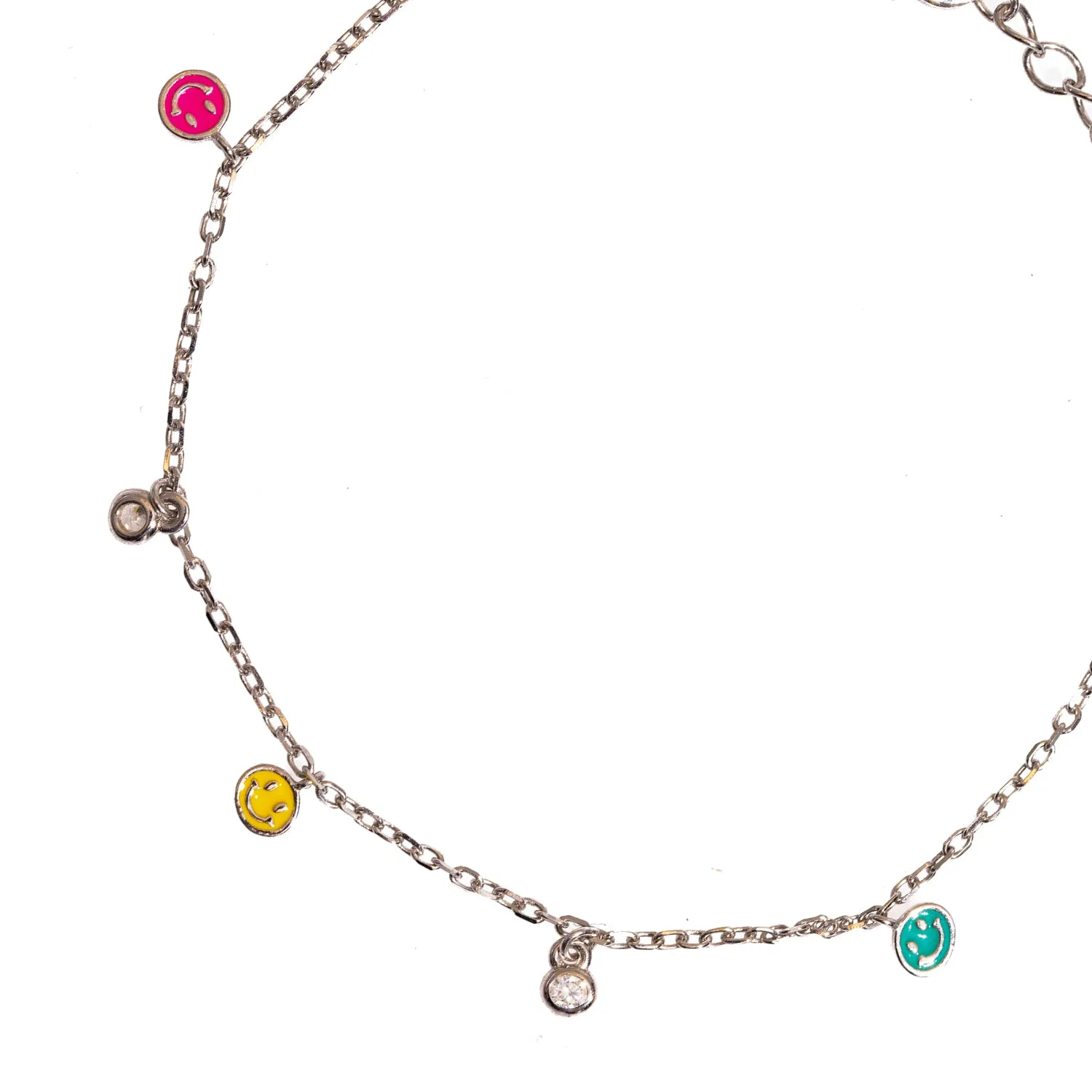 Rainbow Smiley Face Sterling Silver & Diamond Bracelet