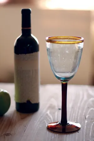 Recycled Wine Glass with Amber Rim (Pack of 6)