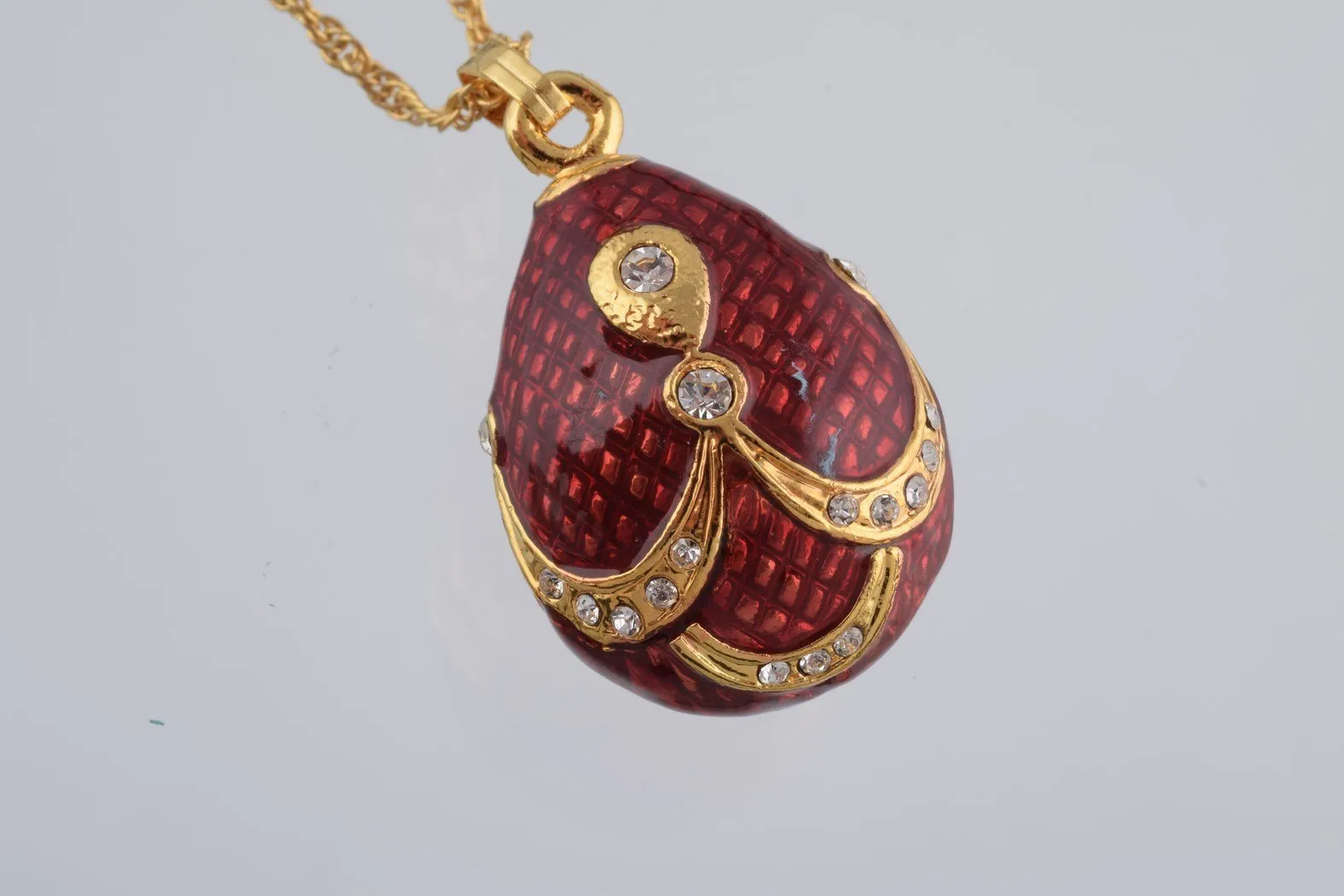 Red & Gold Egg Pendant Necklace