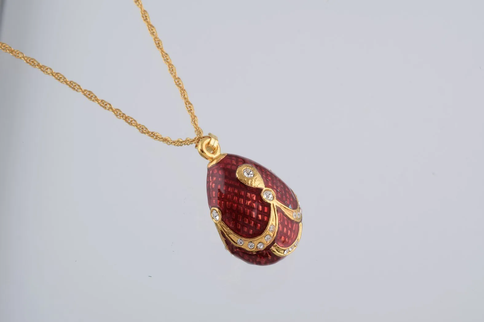 Red & Gold Egg Pendant Necklace