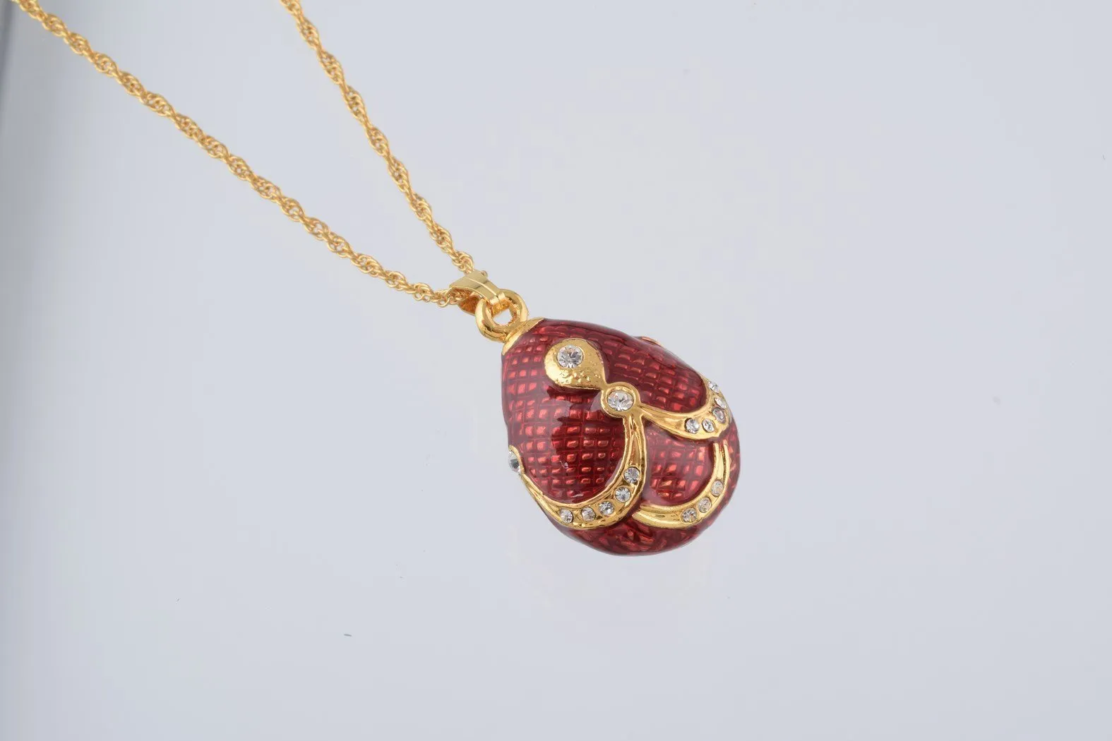 Red & Gold Egg Pendant Necklace