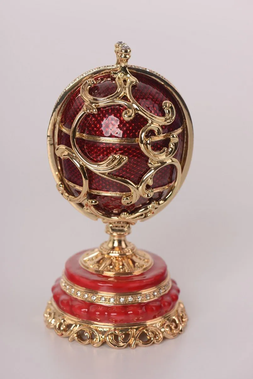 Red Faberge Egg with a Removable Flower Bouquet
