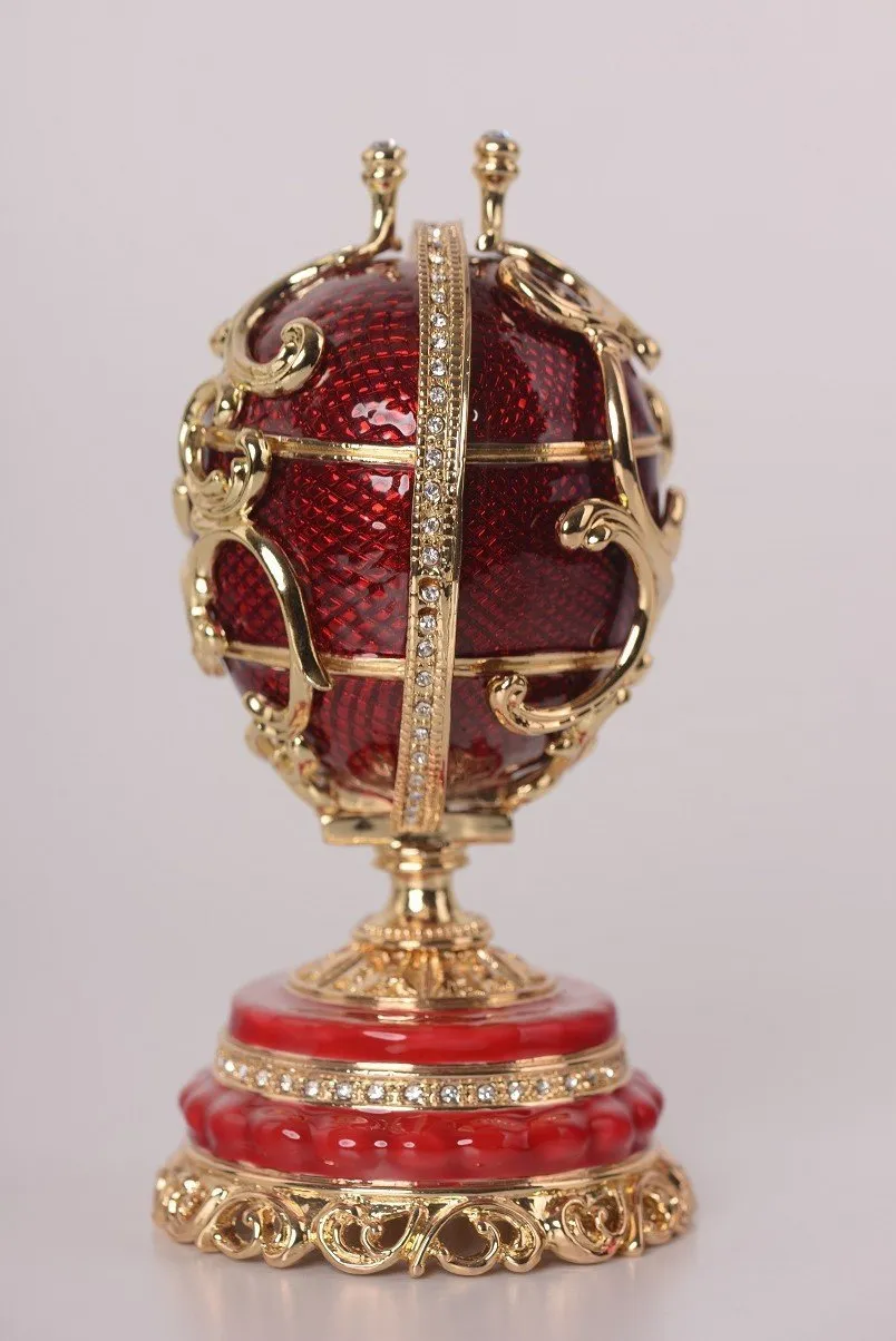 Red Faberge Egg with a Removable Flower Bouquet