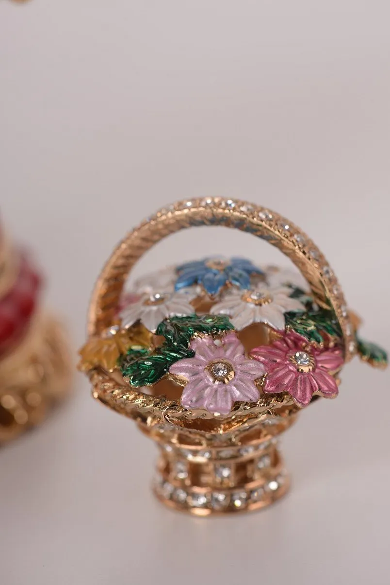 Red Faberge Egg with a Removable Flower Bouquet