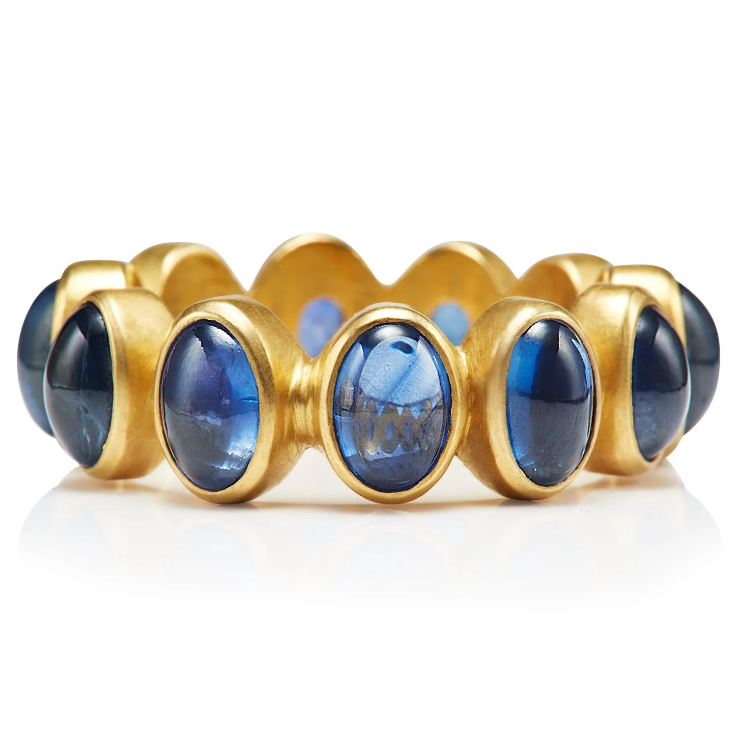 Renaissance Cabochon Oval Blue Sapphire Band in 20K Peach Gold