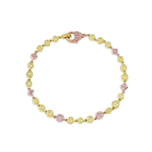 Rivière 18k Yellow Rose Gold 3.55ctw Rainbow Diamond Bracelet