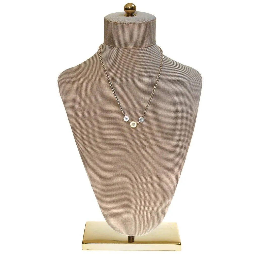 Robin Rotenier Sterling Silver and 18kt Gold Disc and White Sapphire Necklace
