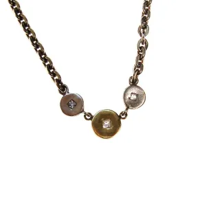 Robin Rotenier Sterling Silver and 18kt Gold Disc and White Sapphire Necklace