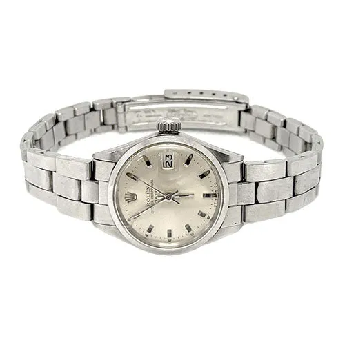 Rolex Date 26 mm Silver Stick Dial Stainless Steel Watch