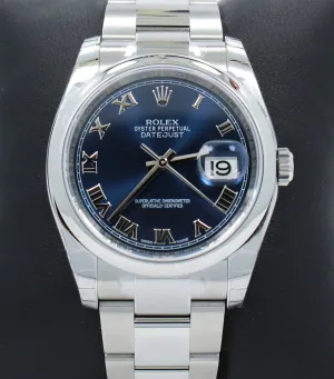 Rolex Datejust 116200 36mm Oyster Perpetual Blue Roman UNWORN
