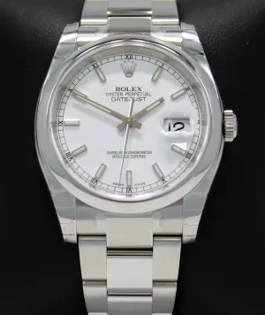 Rolex Datejust 116200 36mm White Stick Dial Oyster Perpetual UNWORN
