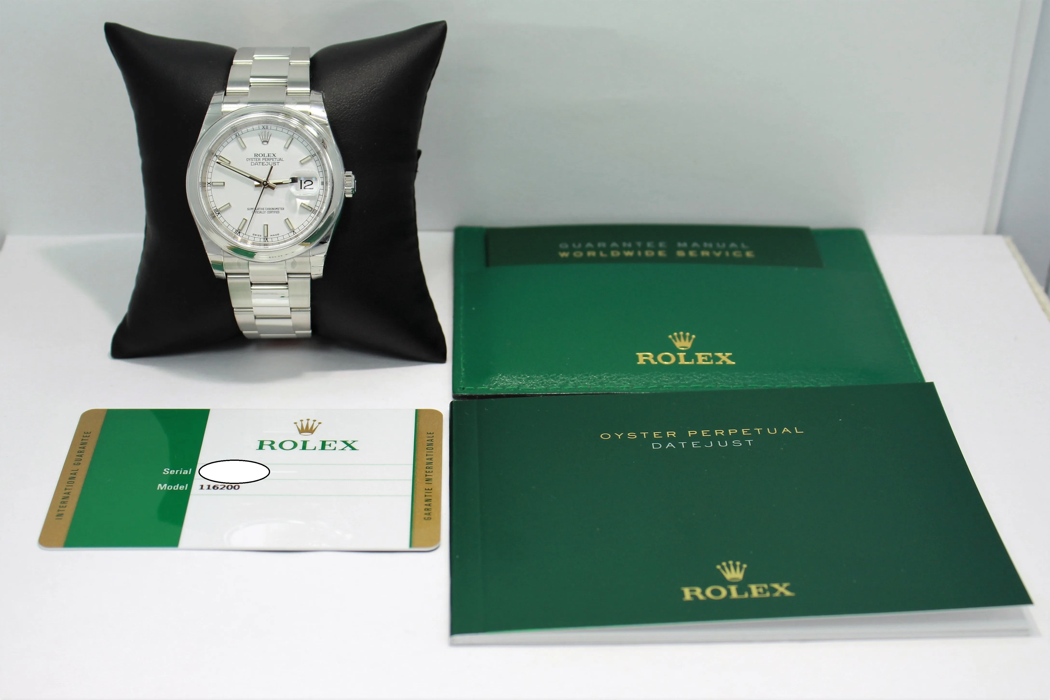 Rolex Datejust 116200 36mm White Stick Dial Oyster Perpetual UNWORN