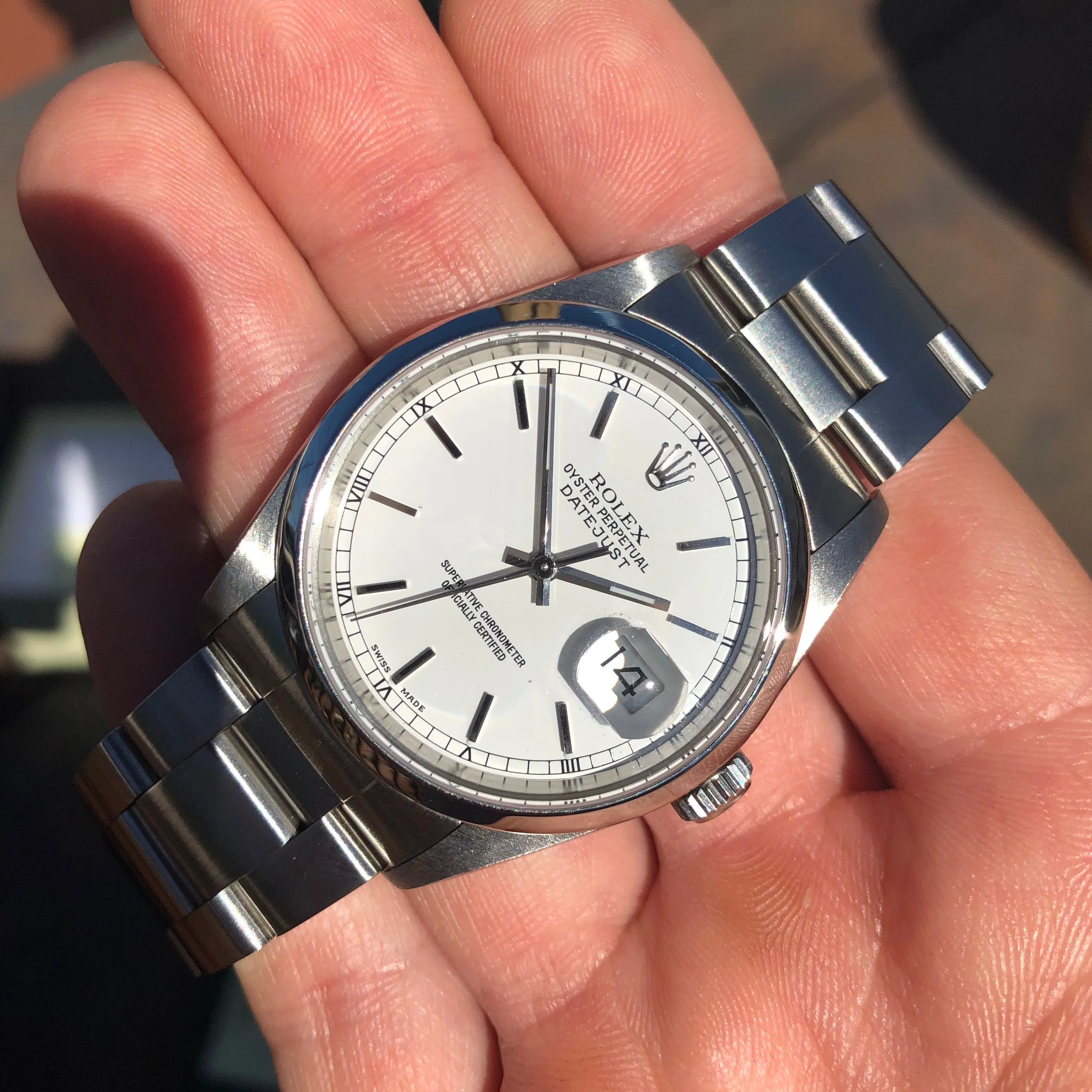 Rolex Datejust 16200 Oyster Perpetual Cal. 3135 White Stick "Y" Serial Wristwatch
