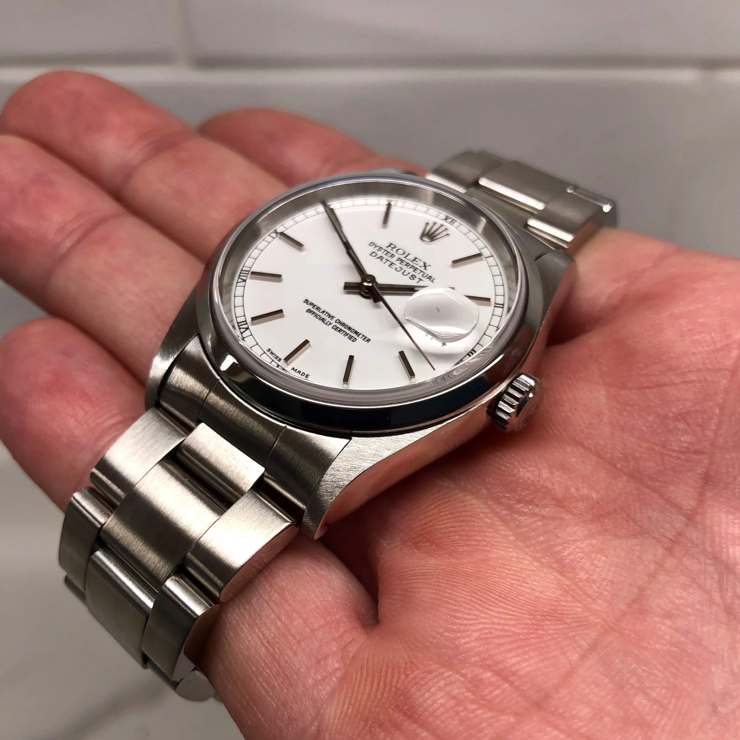 Rolex Datejust 16200 Oyster Perpetual Cal. 3135 White Stick "Y" Serial Wristwatch