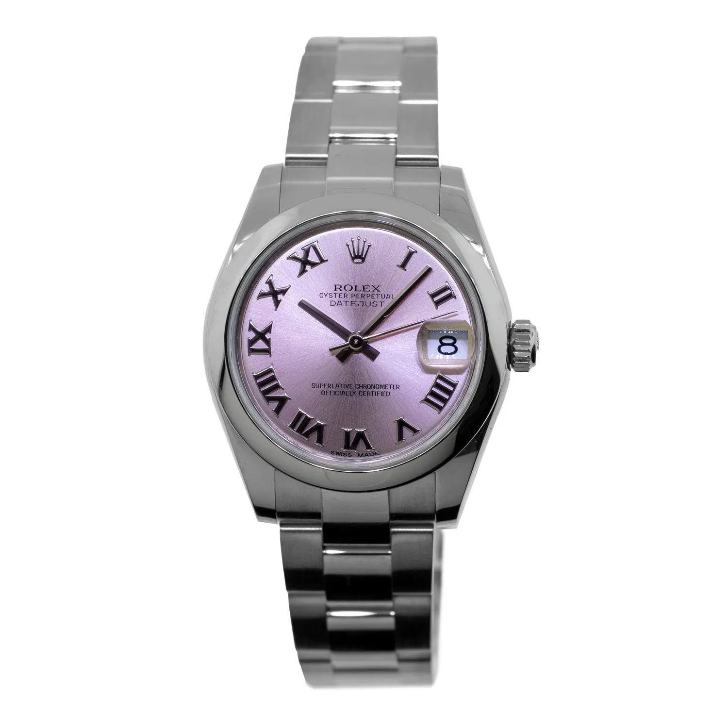 Rolex Datejust 31mm Stainless Steel Pink Roman Dial & Smooth Bezel 178240