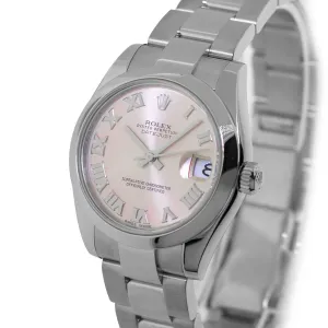 Rolex Datejust 31mm Stainless Steel Pink Roman Dial & Smooth Bezel 178240