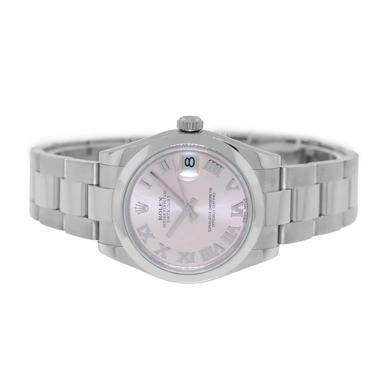 Rolex Datejust 31mm Stainless Steel Pink Roman Dial & Smooth Bezel 178240